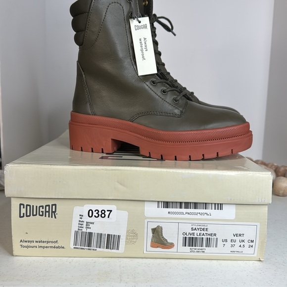 COUGAR Women's Saydee Leather combat boot Sz 7/ Olive - Picture 12 of 15